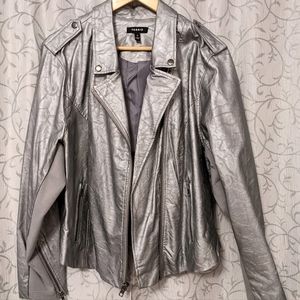 Torrid Pewter Silver Motorcycle Jacket Size 3